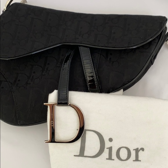 Dior Saddle Bag Oblique Black in Canvas with Silver-tone - GB